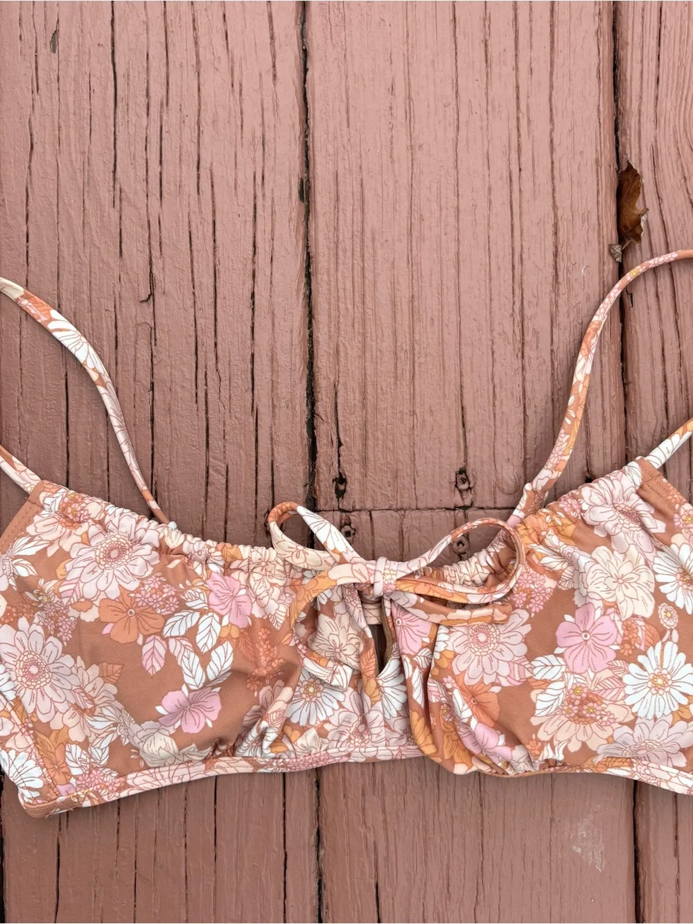 Xhilaration Floral Bikini Top in Orange, Pink, White, Tan Size L